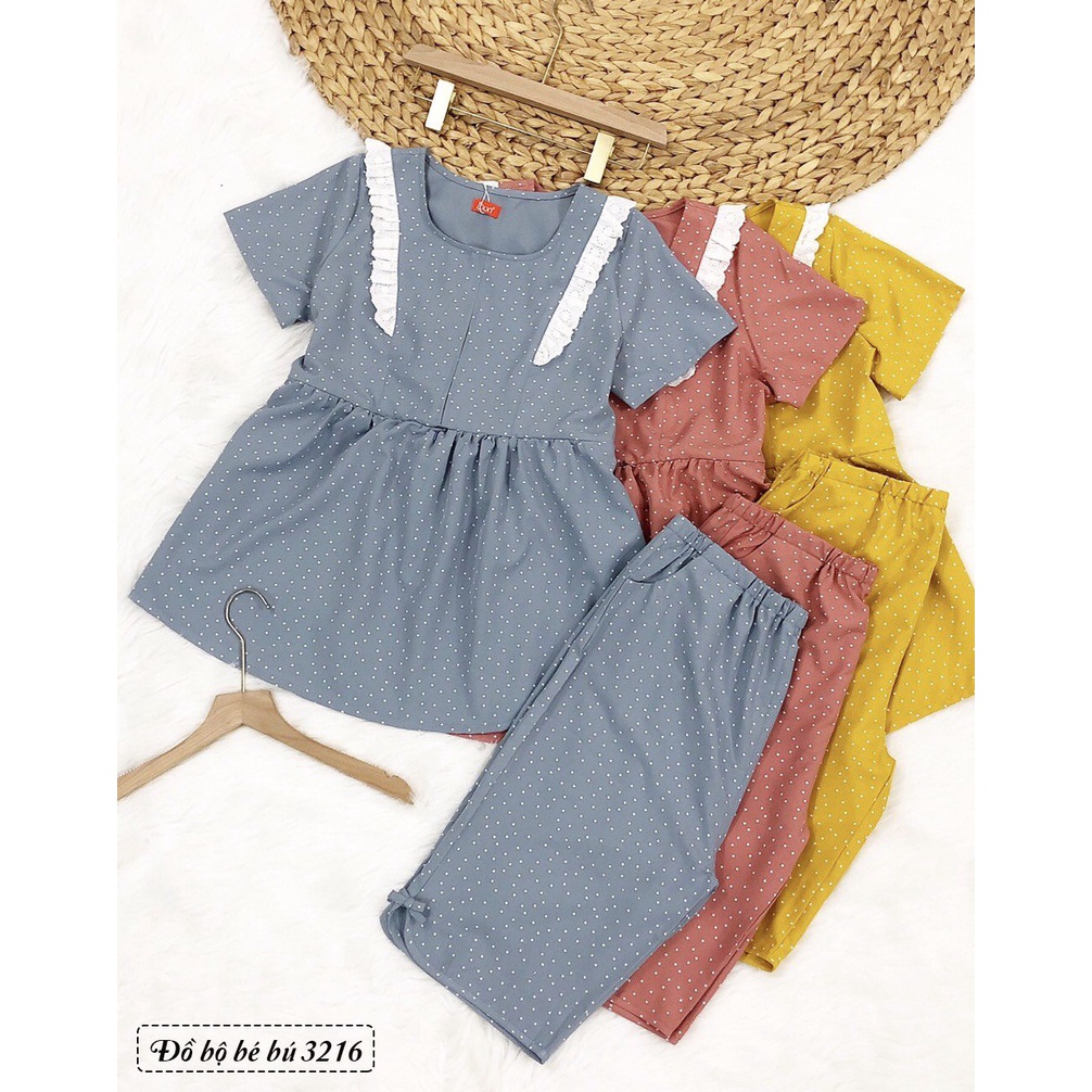 [HANNA] Đồ bộ lửng bầu mặc bầu và sau sinh có khóa cho bé ty free size 40-65kg thoáng mát mùa hè