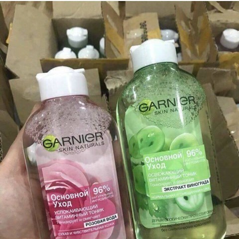 Nước hoa hồng Garnier - Toner Garnier hoa hồng, nho (mẫu mới nhất date mới nhất, chai trong suốt)