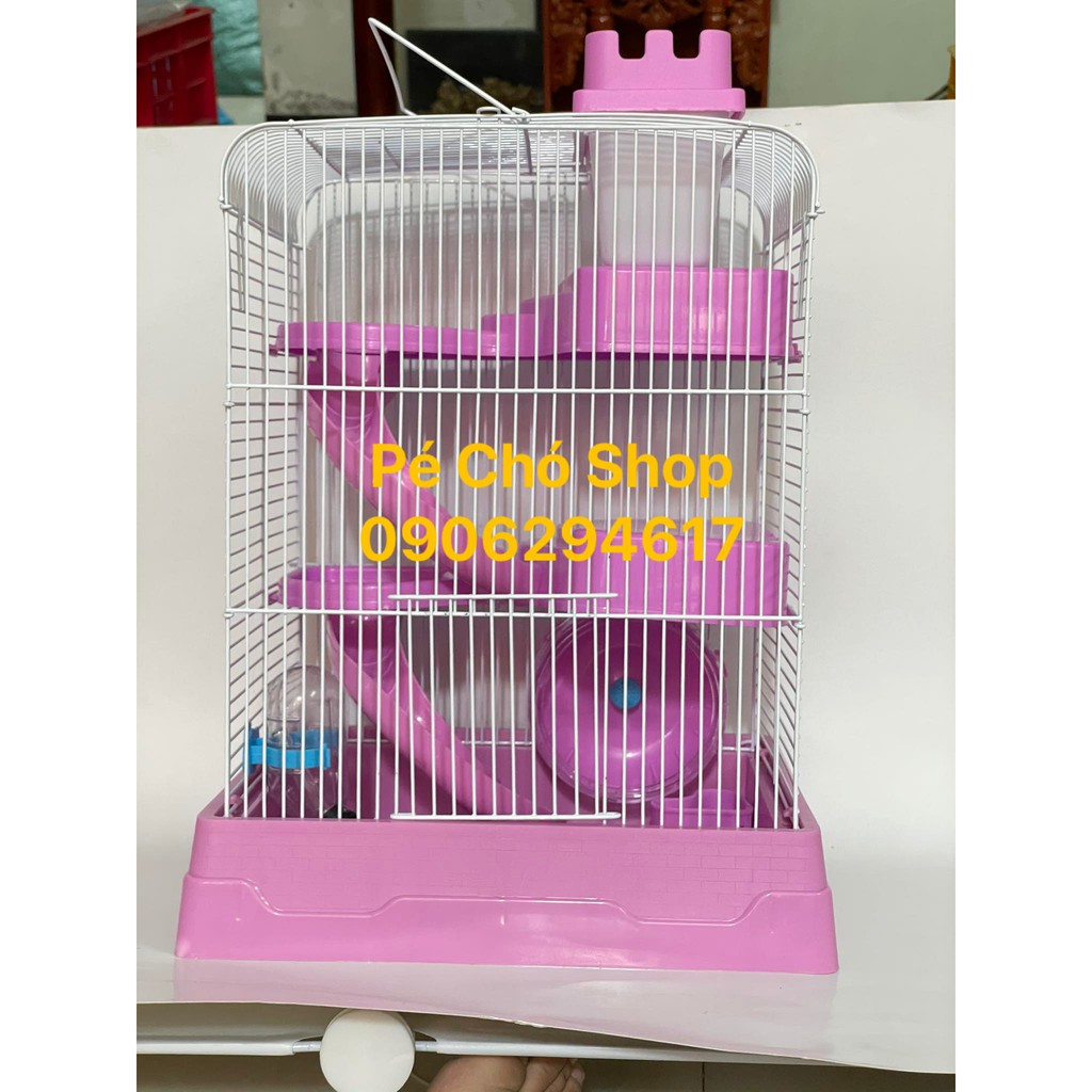 Lồng hamster Phá0 Đài Hoàng Tử 3 Tầng vui chơi thỏa thích 27cm x 21cm x 43cm