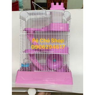 Lồng hamster Phá0 Đài Hoàng Tử 3 Tầng vui chơi thỏa thích 27cm x 21cm x 43cm