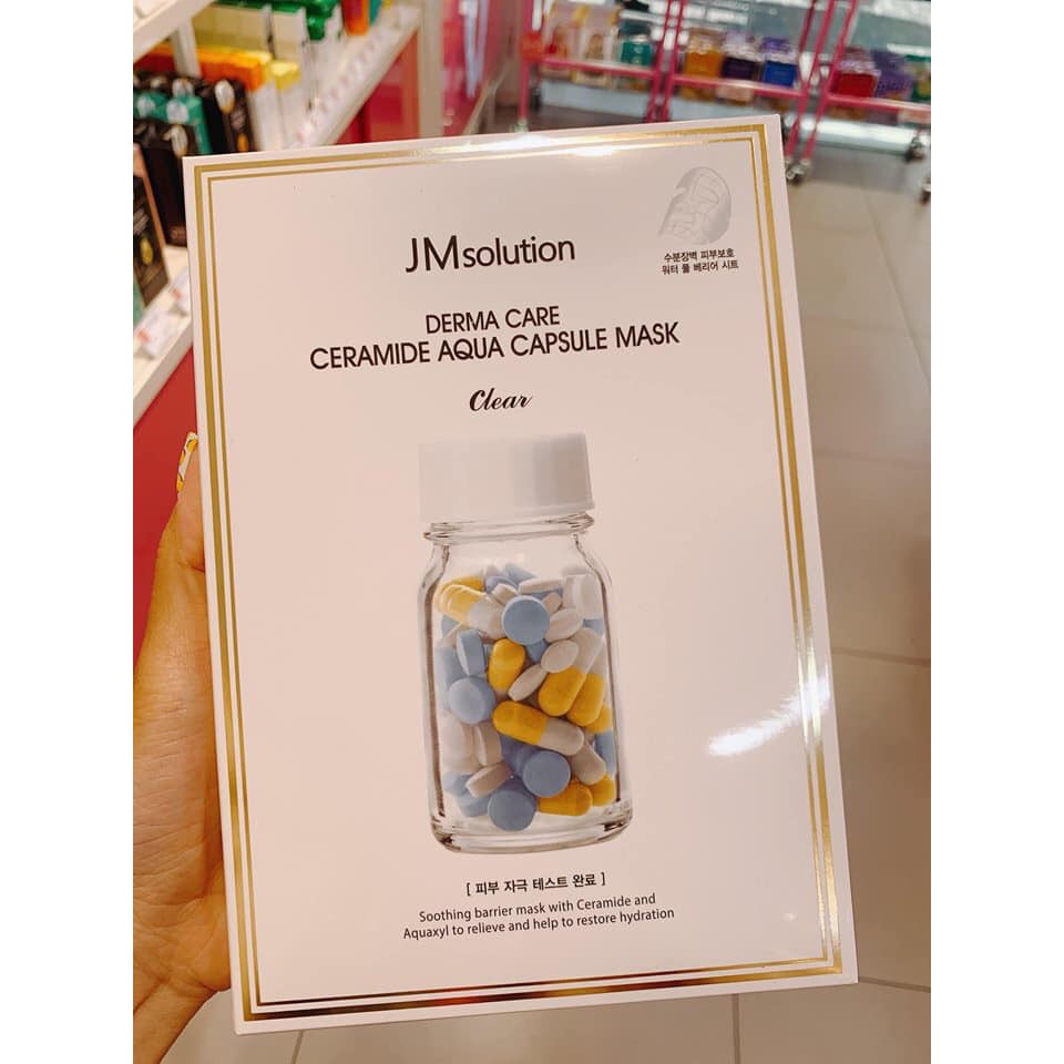 Combo 10 Mặt Nạ Phục Hồi Cho Da Khô Sần JM Solution Derma Care Ceramide Aqua Capsule Mask Clear 30ml/miếngx10