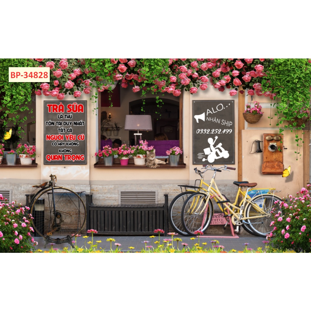 Tranh dán tường 3dcho quán cafe,nhà hàng