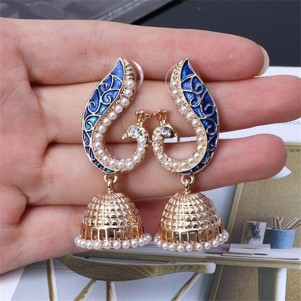 1 Cặp Bông Tai Hình Chim Công Phong Cách Gypsy Ấn Độ Dân Tộc