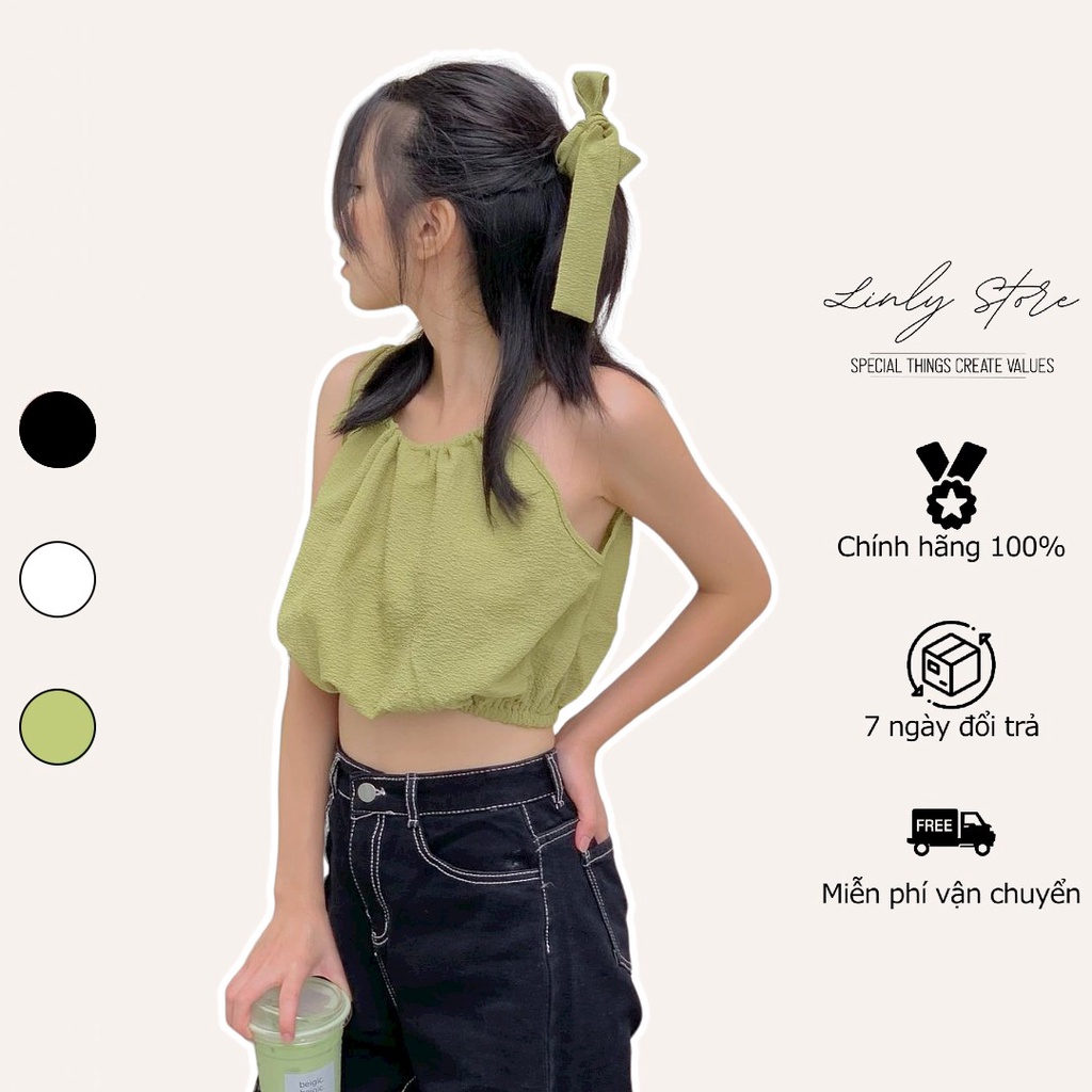 Áo yếm croptop nữ đi biển Linly Store kèm băng đô A-2DTB
