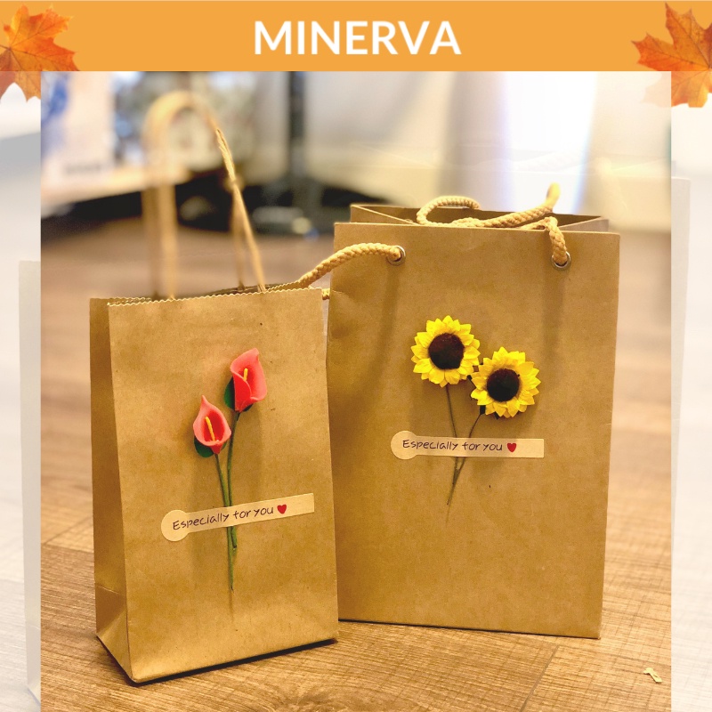 Túi giấy đựng quà tặng màu craft phong cách vintage dày , nhiều kích thước