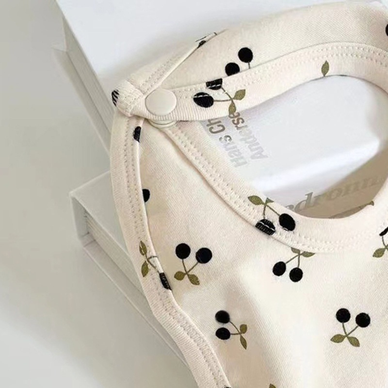 Yếm Ăn Cotton Mềm Mại In Họa Tiết Cherry Dễ Thương Dành Cho Bé