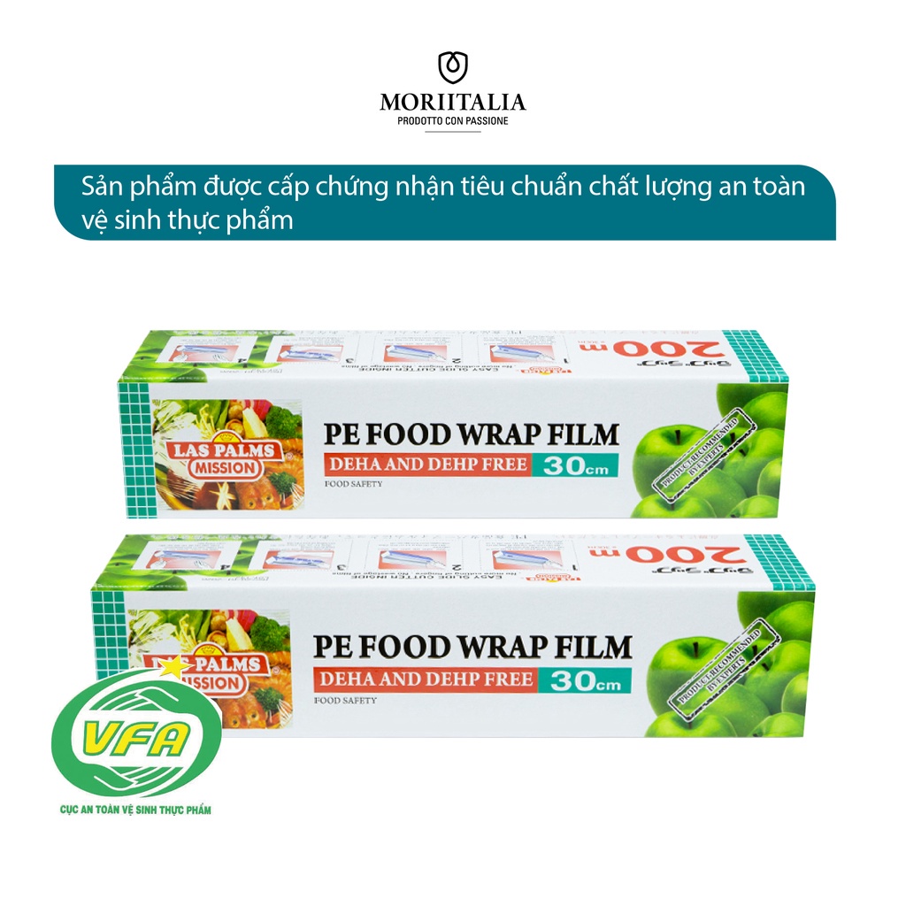 Màng bọc thực phẩm Las Palms 30cm dài 200 mét chất liệu PE chịu nhiệt tốt, đạt chuẩn FDA an toàn thực phẩm MBTP00006170