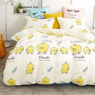 Vải may chăn ga áo gối,gối ôm khổ 2m35 hình chú vịt con nền vàng