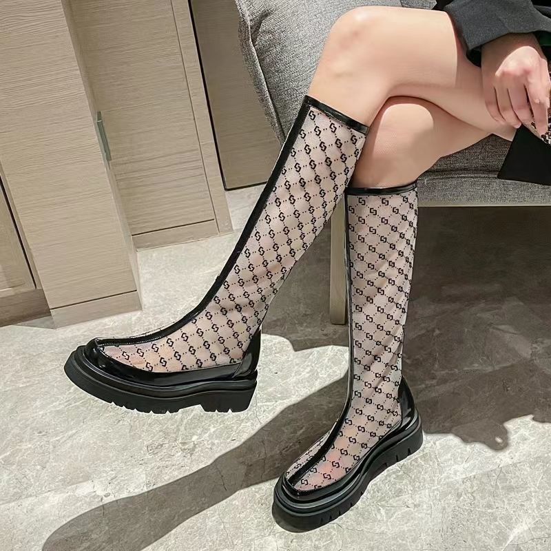 Giày Bốt Lưới Cổ Cao Đế Dày Thoáng Khí Thời Trang Mùa Hè 2023 Cho Nữ
