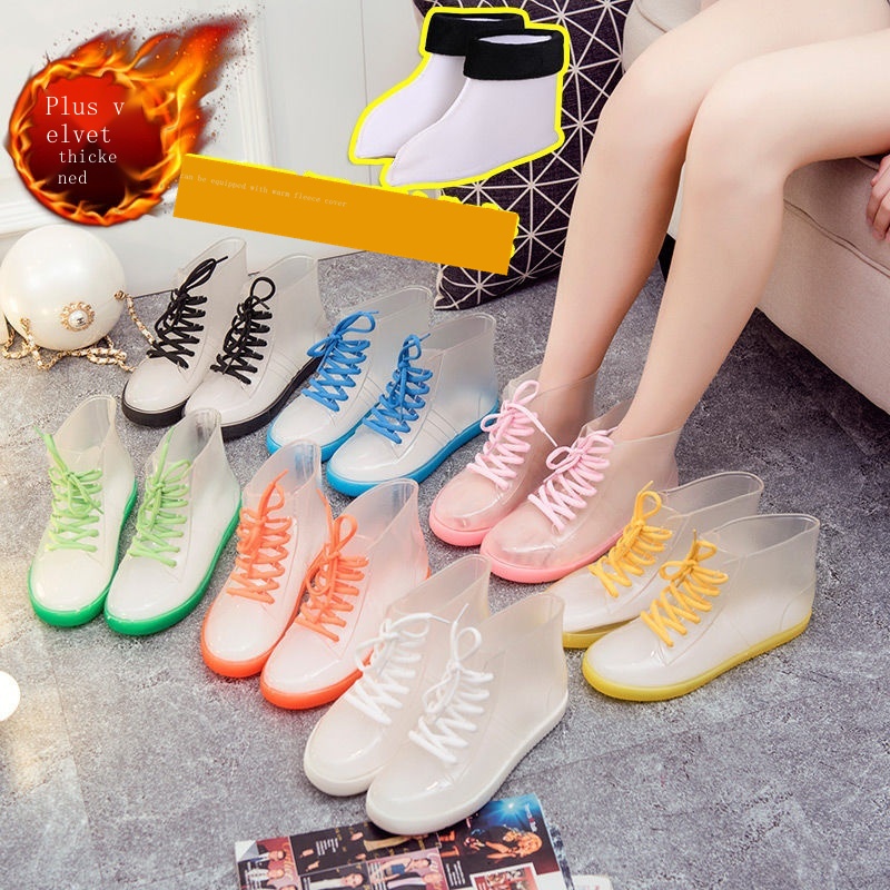 Giày Bốt Cao Su Trong Suốt Chống Trượt Không Thấm Nước Thời Trang