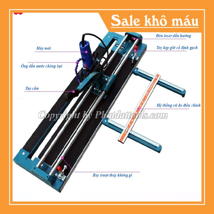 🛴FREESHIP 🛴 Máy cắt gạch tay đẩy- mài mòi TOPVEL 800mm 2 chức năng-Tặng kèm lưỡi cắt-Bảo hành 6 tháng-Chính hãng