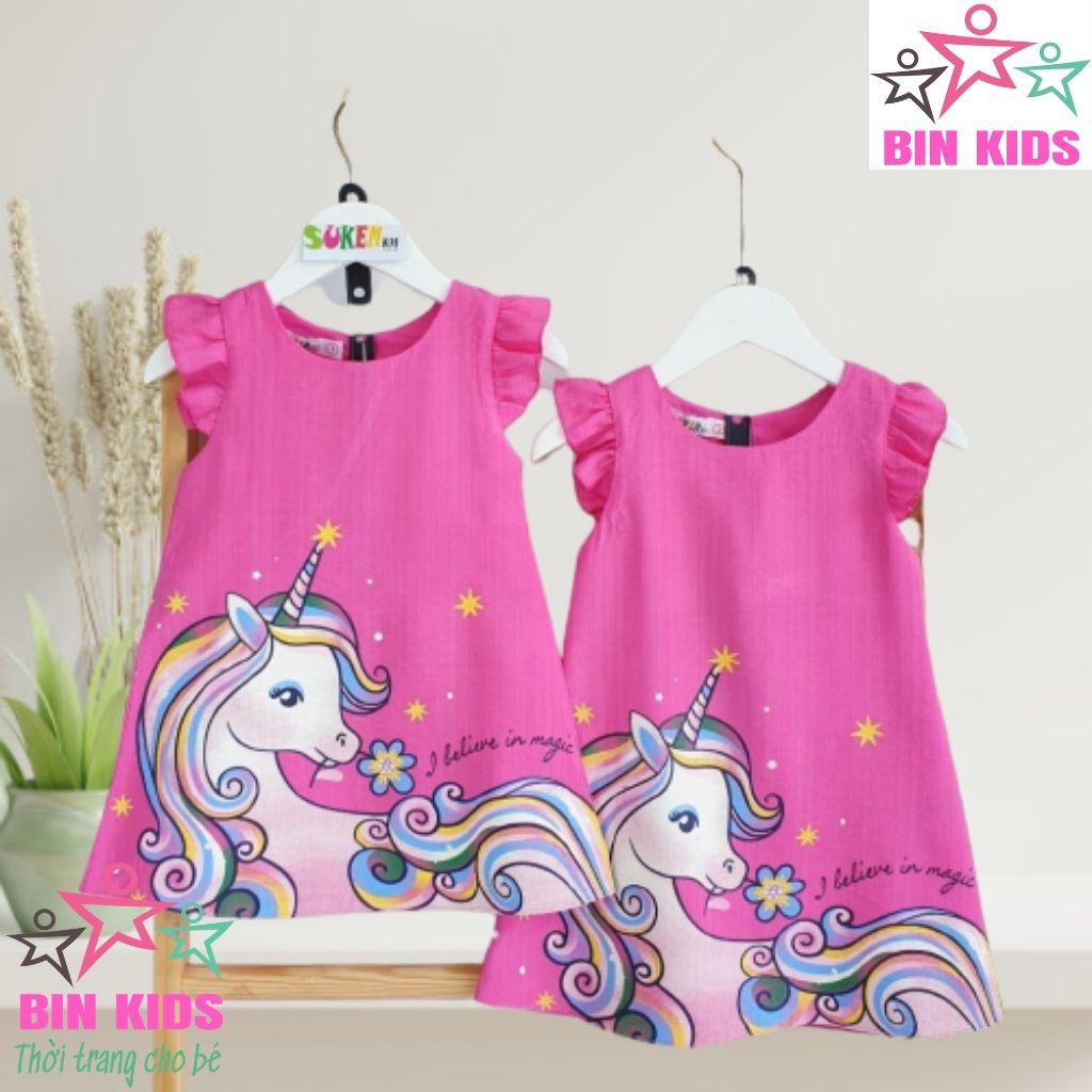 [MẪU HÈ 2021] Váy Bé Gái Pony Vải Đũi Mềm Cao Cấp Cho Bé 10-35kg