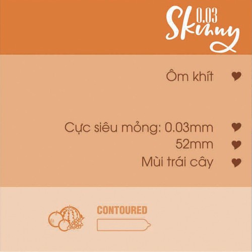 Bao cao su GEXlife Skinny 0.03, bcs siêu mỏng chống xuất tinh sớm kéo dài thời gian