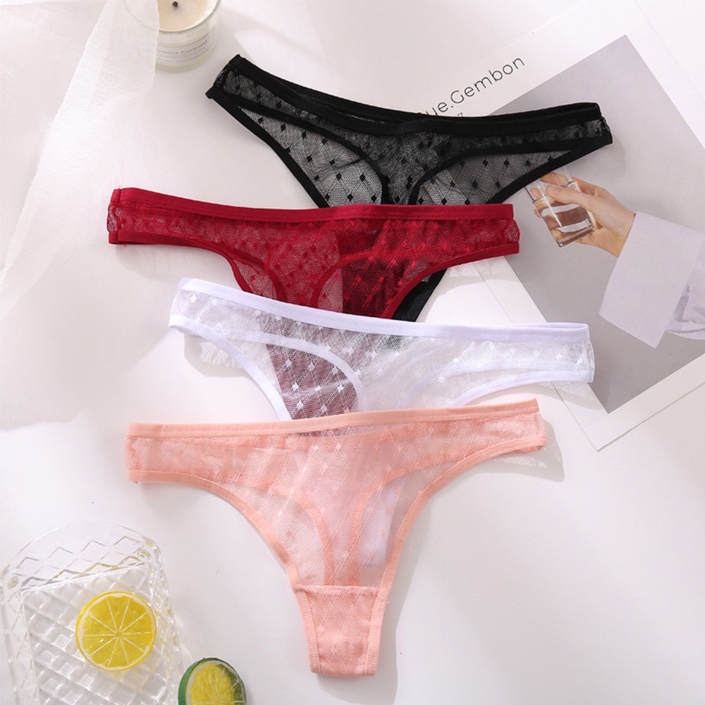 Quần Lót Ren Lọt Khe Lưng Thấp Họa Tiết Chấm Bi Nhiều Màu Gợi Cảm Cho Nữ
