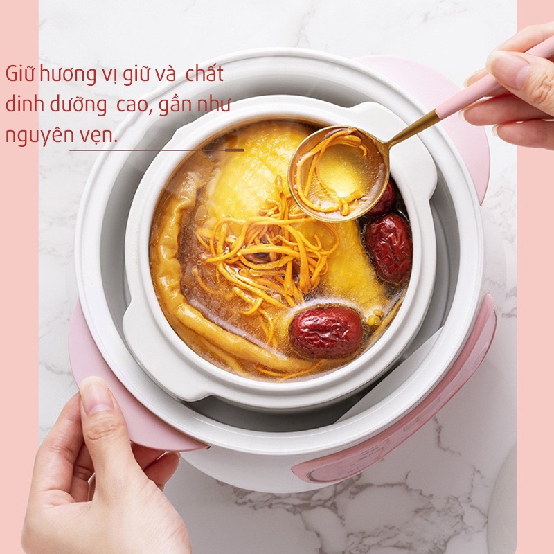 Nồi Nấu Cháo Chậm Nồi Hầm Điện Đa Năng Lòng Sứ Dung Tích 1L Siêu Tiện Lợi