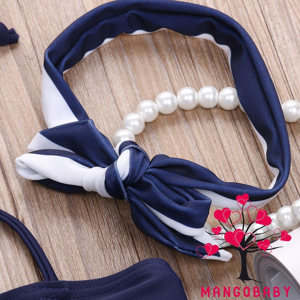 Bộ Đồ Bơi Bikini Màu Xanh Navy Thời Trang Cho Bé Gái 0 Tuổi