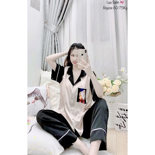 [ Bigsize 60-75kg ] Bộ ngủ lụa Bạch tuyết phối màu lụa Satin siêu mềm mịn