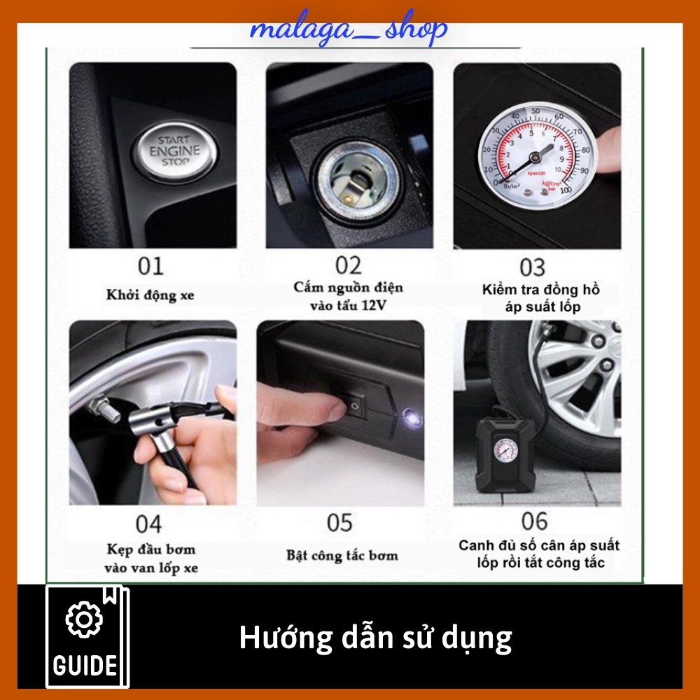 Bơm lốp ô tô xe hơi dùng điện 12V cho xe 5 đến 7 chỗ