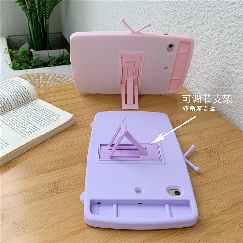 Ốp Máy Tính Bảng Mềm Có Đế Đỡ Hình TV Dễ Thương Cho iPad Air 2020 Pro 6 Mini 1 2 3 4 5 9.7 10.2 inch 2019 Pro