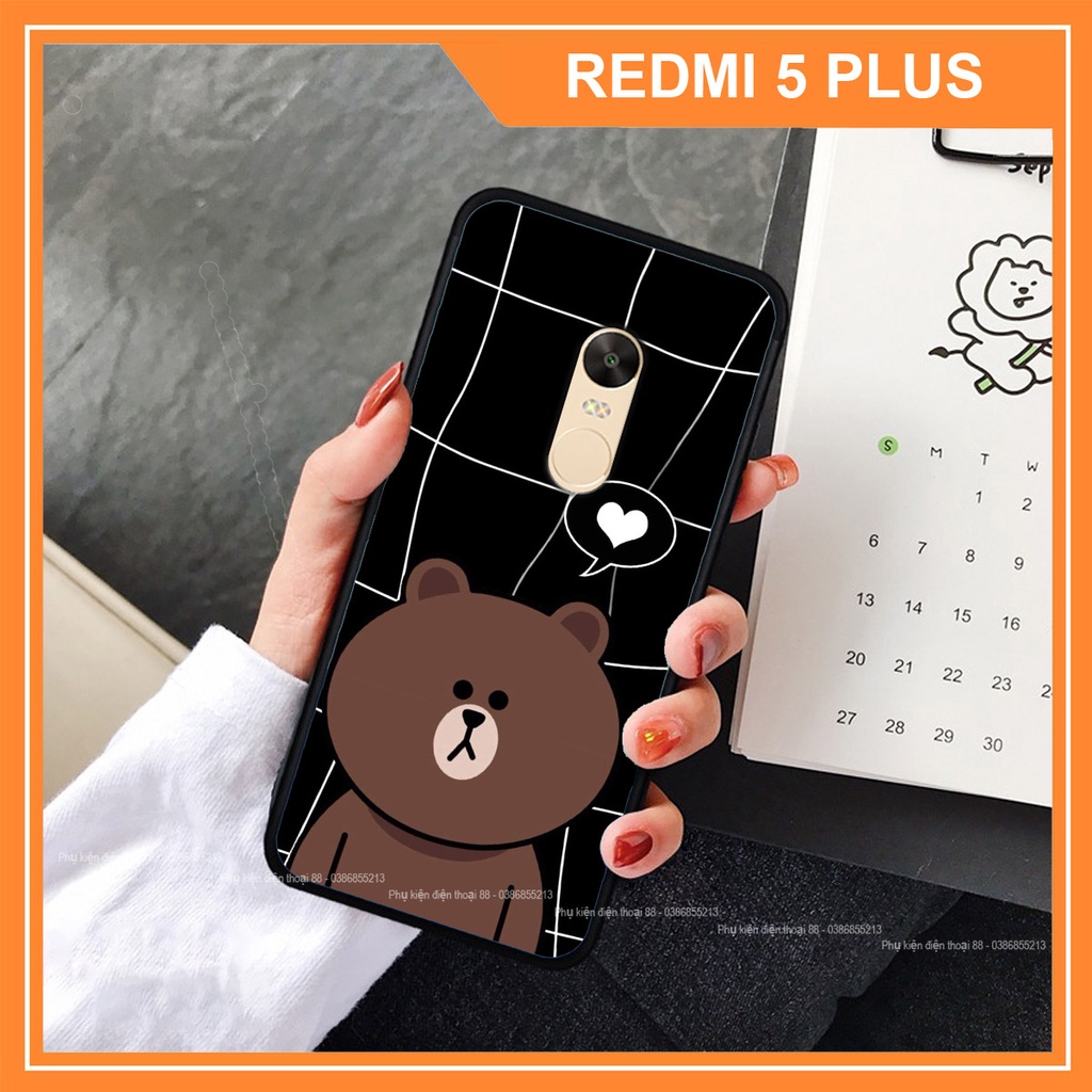 Ốp lưng Xiaomi Redmi 5 Plus in hình 3D dễ thương gấu bear đáng yêu - RẺ - BỀN - ĐẸP