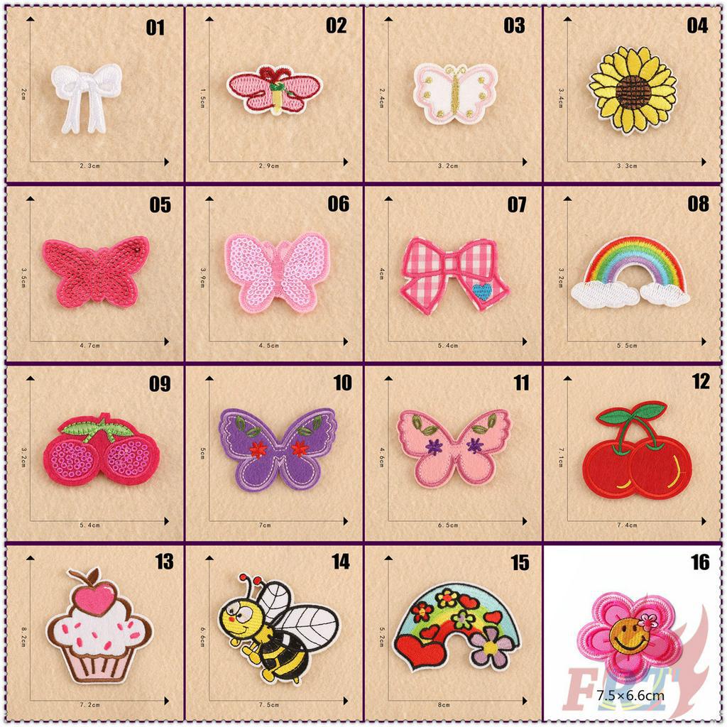 ✿ Miếng Vá Ủi Quần Áo Hình Khu Vườn Chiều Vsco: Mùa Hè ✿ 1 Sticker Ủi Thêu Hình Bướm / Cầu Vồng / Ong / Hoa Hướng Dương