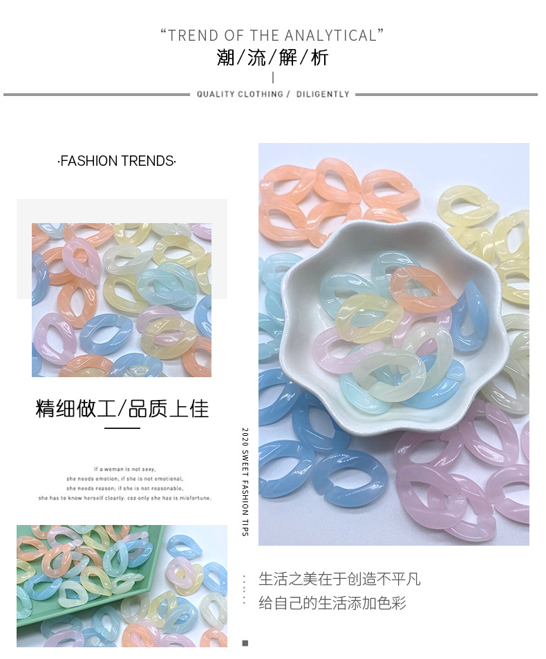 Bộ 10 Phụ Kiện Dây Xích Bằng Nhựa Acrylic Nhiều Màu Sắc Dùng Để Trang Trí Túi Xách