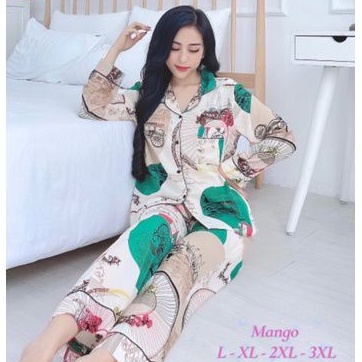 Bộ Pijama Nữ Tay Dài - Bộ Đồ Ngủ Lụa Mango Cao Cấp Hàng Có Đủ SizeGiảm 10K Đơn 200K