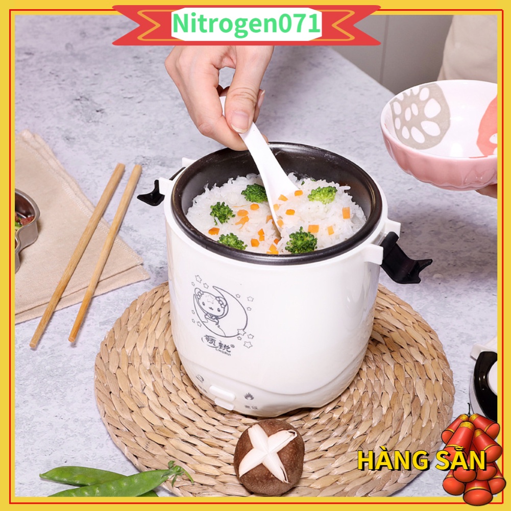 Nồi cơm điện, cặp lồng điện mini 2 trong 1 thế hệ mới - 1.2L du lịch di động đa năng cho các món súp Các bước Bột yến mạch Nitrogen071
