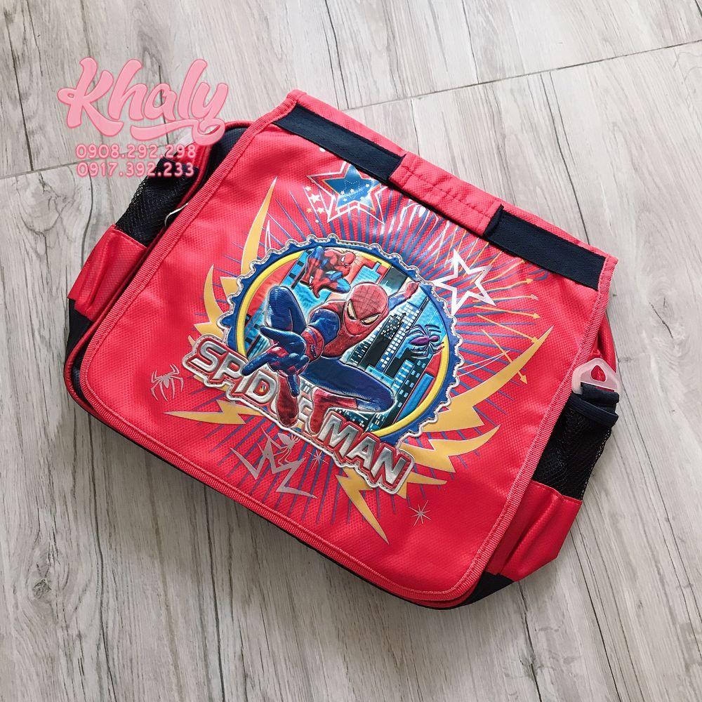 Cặp học sinh 2 quai 2 ngăn hình người nhện Spiderman màu đỏ đen cho bé trai - CAPSPMDD - (32x11x26cm)