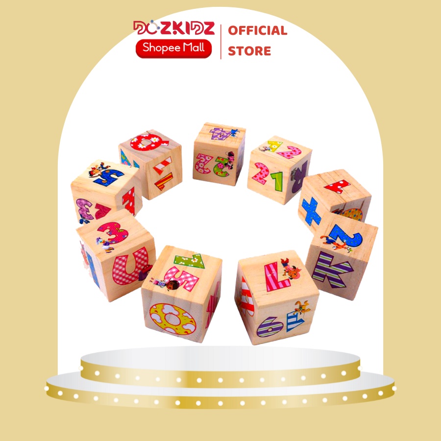 Đồ chơi gỗ tư duy logic - Xếp hình 9 khối vuông in 6 mặt - DOZKIDZ