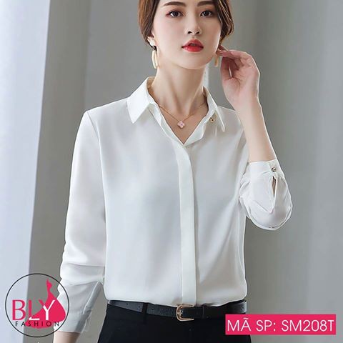 Áo sơ mi nữ cổ Đức chất liệu lụa nhật BlyFashion SM202T thời trang công sở cao cấp Thanh lịch Sang trọng