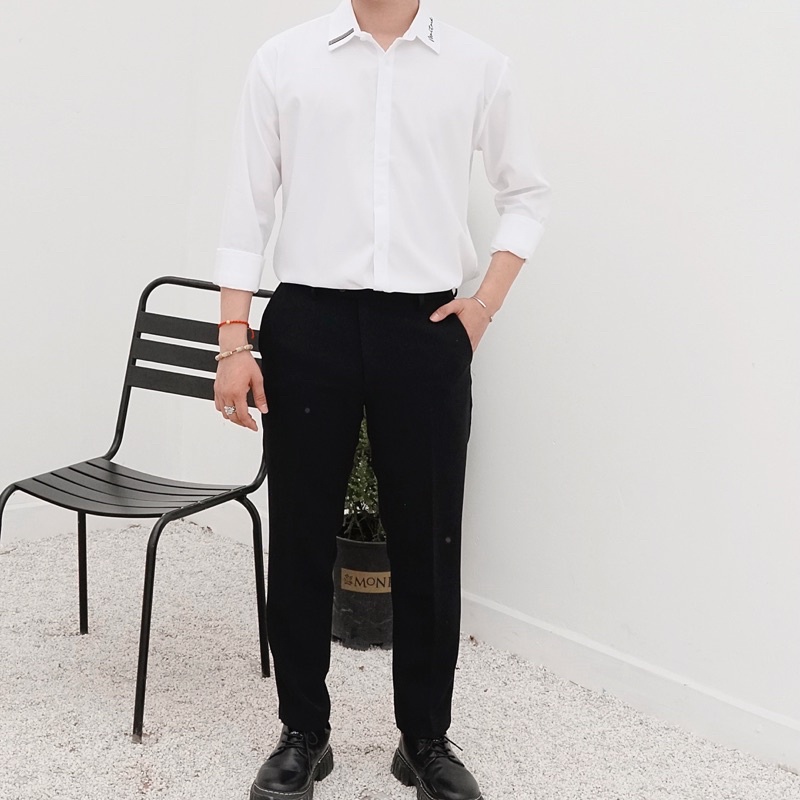 Áo sơ mi nam dài tay cổ thêu BIGSIZE MALTRIK form rộng phong cách unisex có size lớn cho người béo 130kg