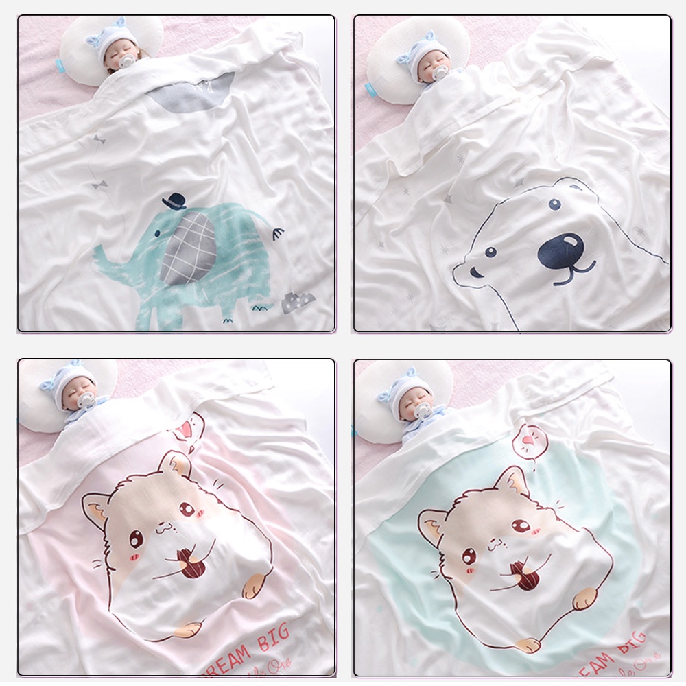 Chăn (mền) đũi cho bé sợi tre thiên nhiên và sợi Cotton, lsiêu mềm mịn, KT: 110x110cm, Minh House