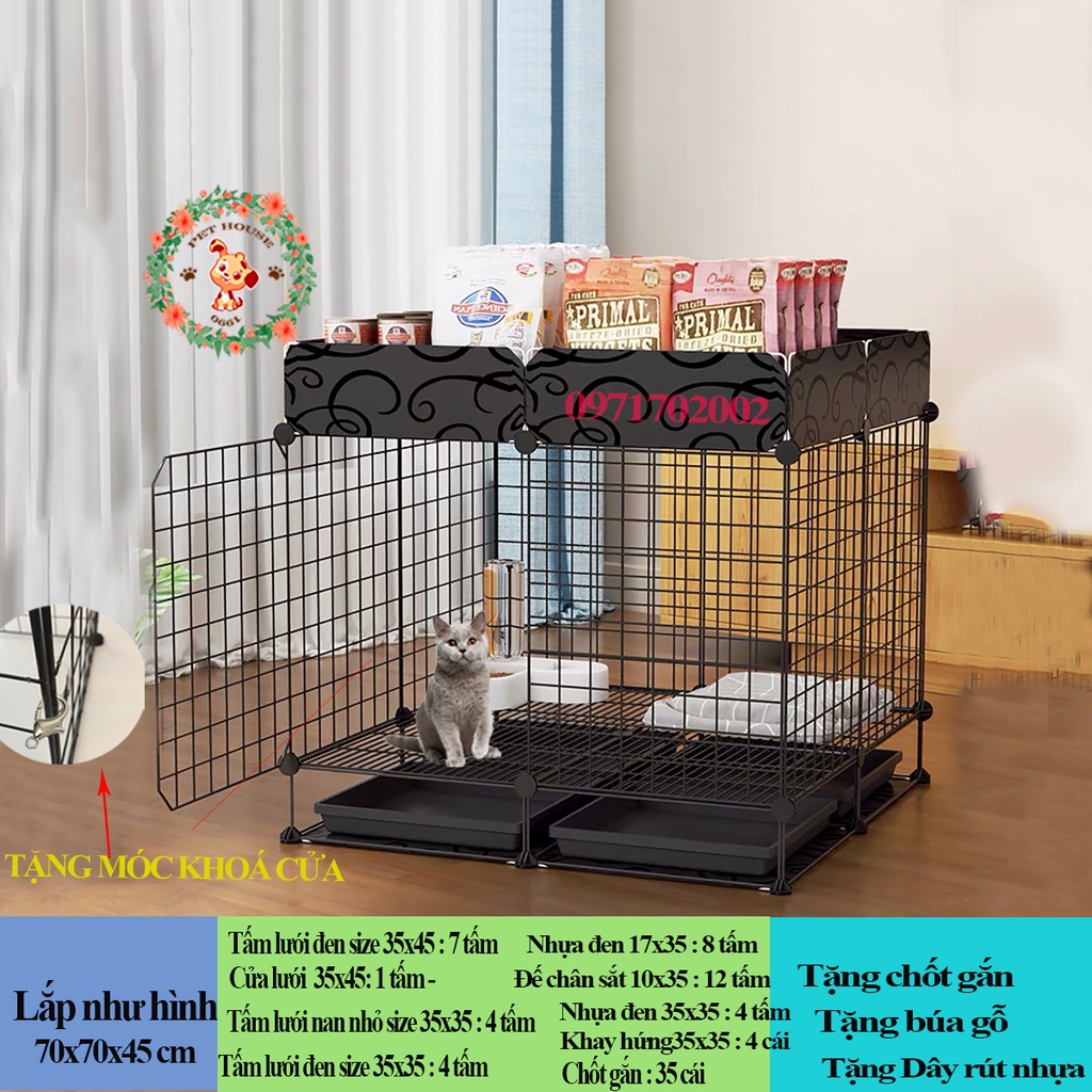 Chuồng quây/lồng chó mèo lắp ghép đa năng (kích thước 70x70x45cm) chắc chắn, bền bỉ, độ bền cao