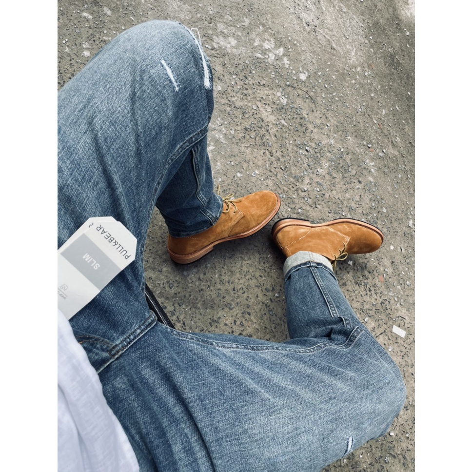 [CAO CẤP] Giày boot công sở nam cổ lửng màu nâu CHUKKA da lộn 2 lớp Mũi tròn đế khâu Văn phòng Sartorial Bảo Hành 1 năm | BigBuy360 - bigbuy360.vn