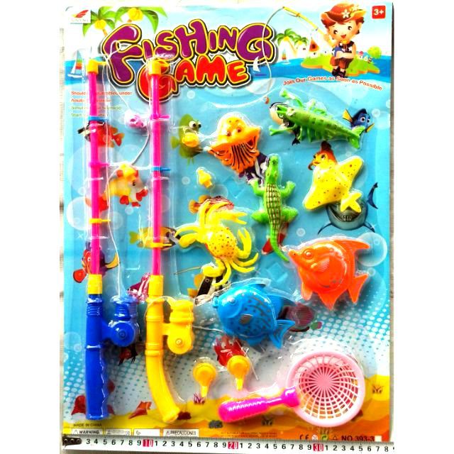 Đồ chơi vỉ câu cá nam châm hít cho bé 2 cần câu ( Tặng 01 móc chịu lực 3D ngẫu nhiên )