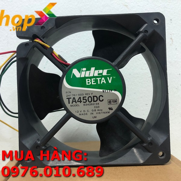 Quạt hút, quạt tản nhiệt máy tính  DC 12CM NIDEC TA450DC B34262-34 120x120x38mm 12V 0.8A