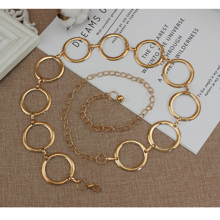 Dây Thắt Lưng Bằng Kim Loại Màu Vàng/Bạc Thời Trang Cho Nữ