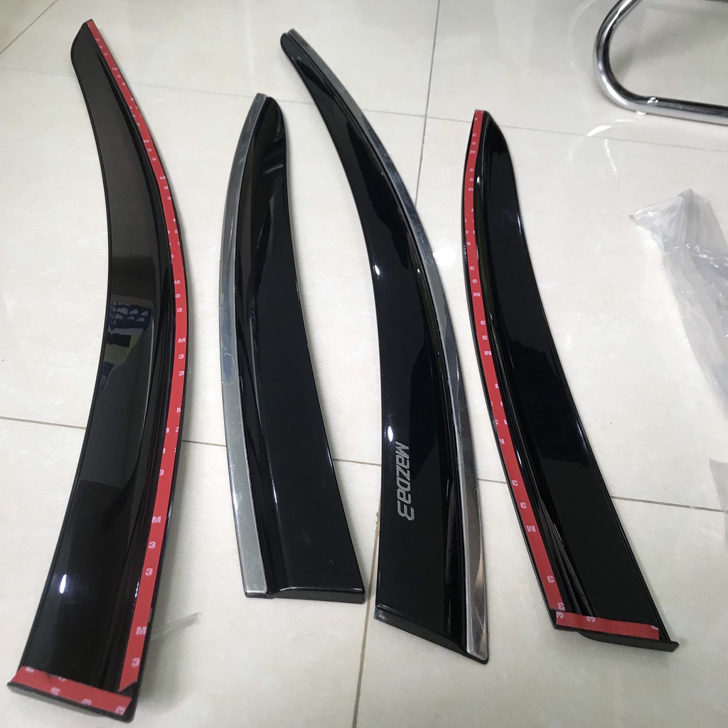 Bộ vè che mưa chỉ innox Mazda 3 form 2020 - 2022 viền chỉ Inox