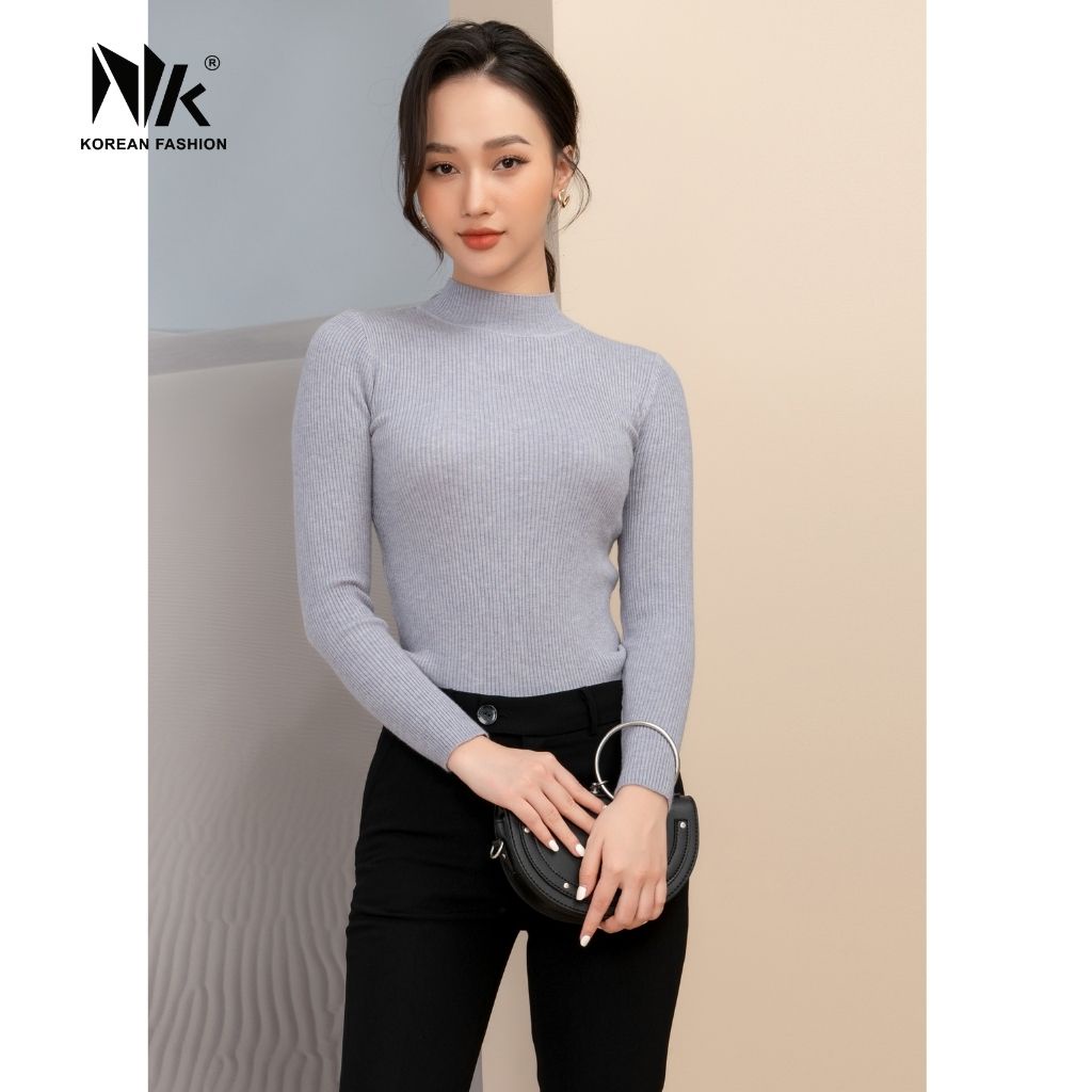 Áo Len Nữ Dài Tay NK Fashion Thiết Kế Cổ Cao Dáng Ôm, Chất Liệu Len Tăm Mềm Mịn Chống Xù NKFAL2109018