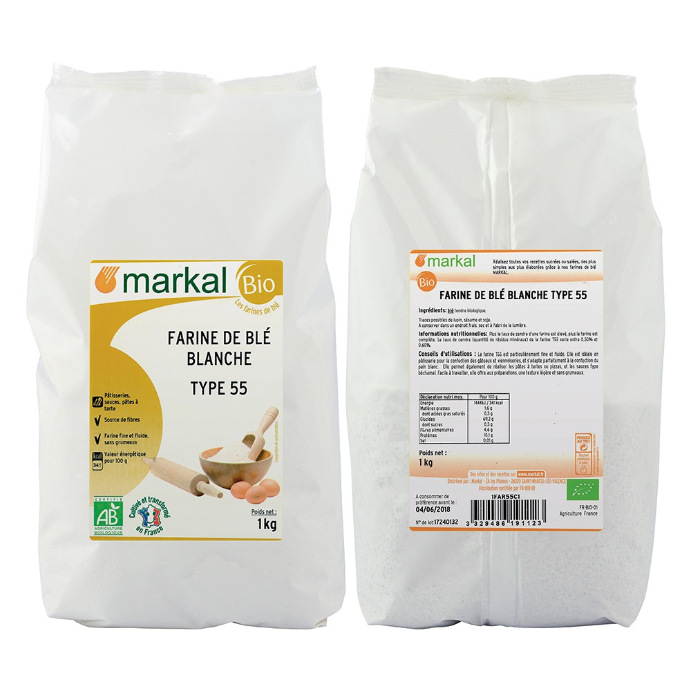 Bột Mì Trắng Đa Dụng Hữu Cơ T55 Markal 1kg