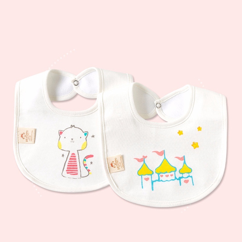 Yếm Ăn Cotton Chống Thấm Nước In Họa Tiết Xinh Xắn Cho Bé