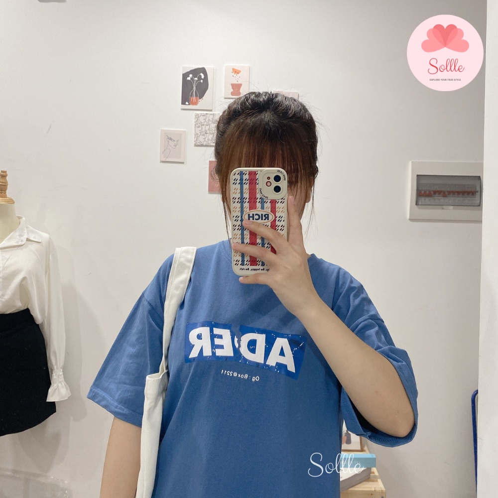 Áo thun tay lỡ Unisex oversize in hình ADER, áo phông ngắn tay form rộng cotton đẹp Hàn Quốc Sollle