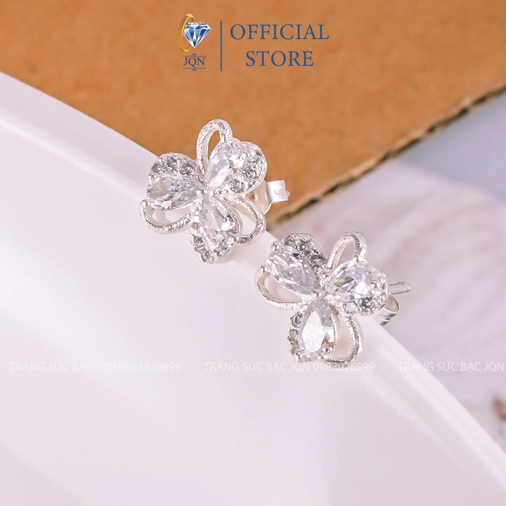 Khuyên Tai Cho Nữ JQN Bông tai Bạc Thật Mẫu Cỏ 3 Lá May Mắn T06