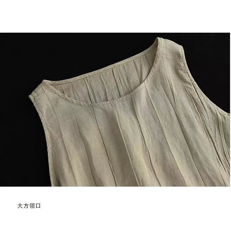 Áo Cotton Lanh Không Tay Dáng Rộng Màu Trơn Phong Cách Mới Dễ Phối Đồ Cho Nữ