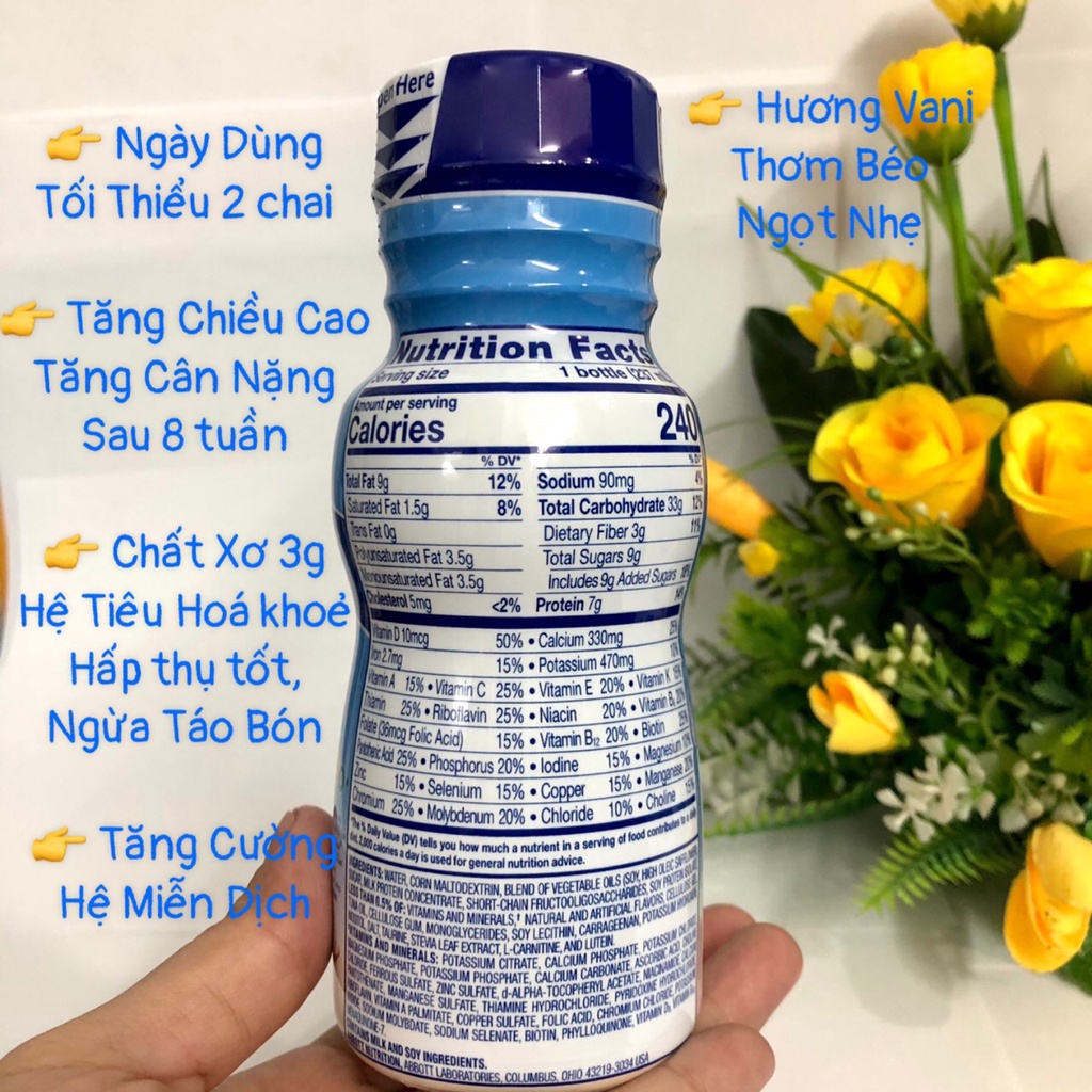 ❤️   Thùng 24 chai sữa nước Pediasure Vani Grow Gain Optigro Plus DHA Mỹ Fiber Lutein tăng chiều cao