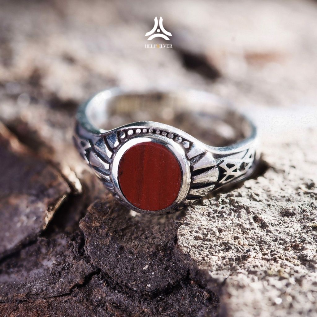Nhẫn bạc nam, nữ HeliSilver Gothic Red Jasper Helios Original S925