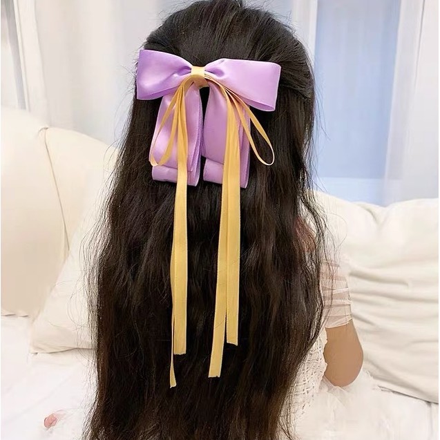 Kẹp tóc nơ, kẹp tóc Hàn Quốc dây ruy băng tua rua nữ đẹp nhiều màu thời trang xinh xắn P116 - VHT SHOP