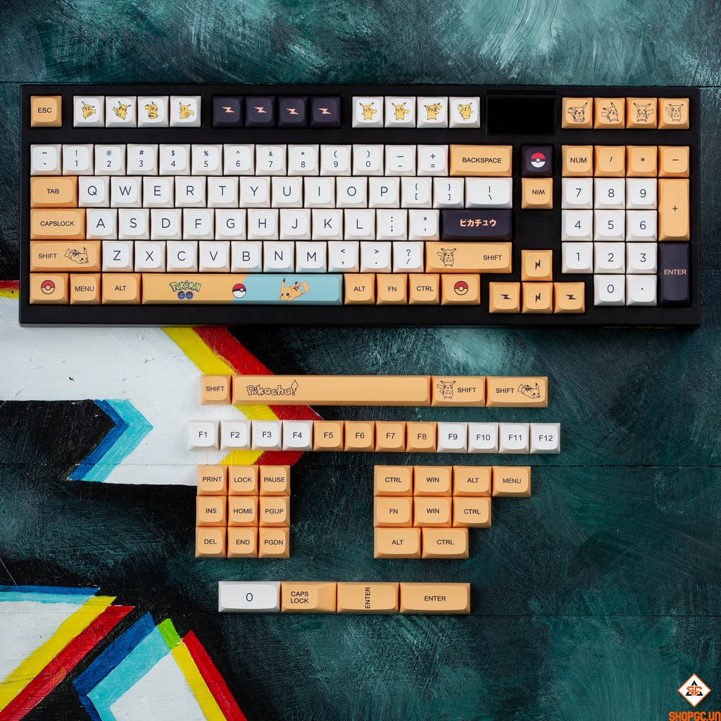 [Mã 153ELSALE2 giảm 7% đơn 300K] Keycap Pikachu XDA 136 nút bàn phím cơ Thick PBT