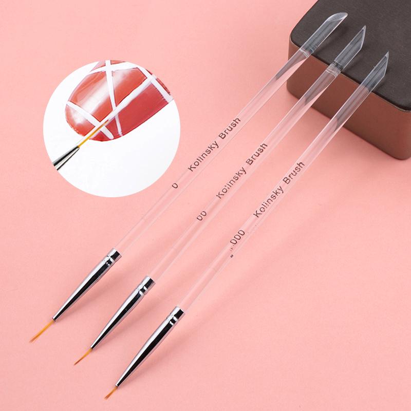 [Hàng mới về] Bộ 3 cọ vẽ móng bằng nhựa màu sắc trong suốt